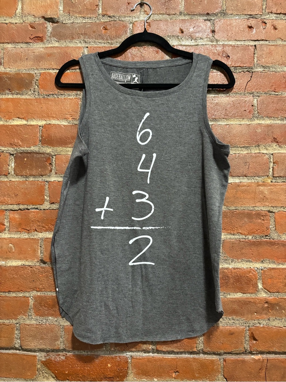Baseballism 6+4+3=2 Women's Gray Graphic Tank Top